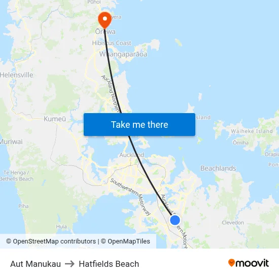 Aut Manukau to Hatfields Beach map