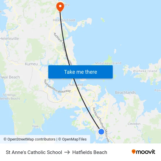 St Anne's Catholic School to Hatfields Beach map