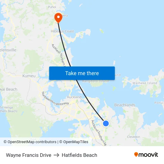 Wayne Francis Drive to Hatfields Beach map