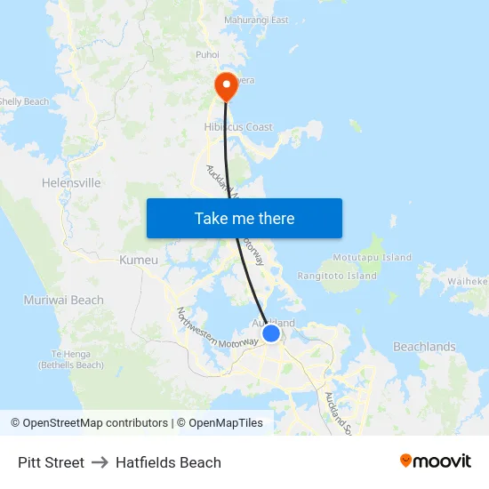 Pitt Street to Hatfields Beach map