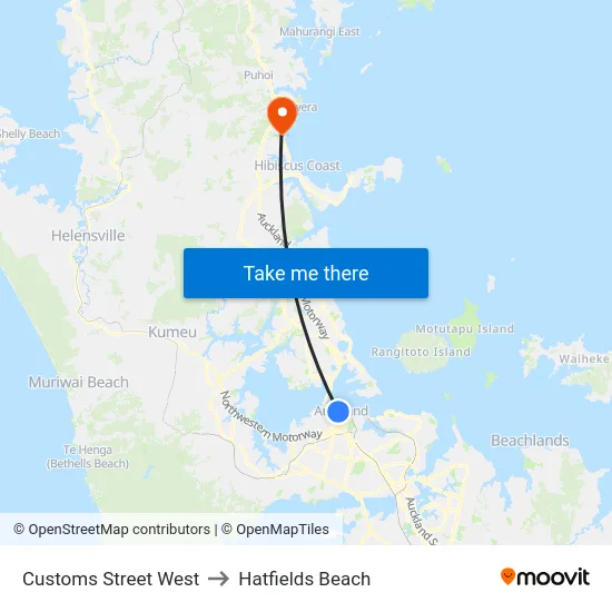 Customs Street West to Hatfields Beach map