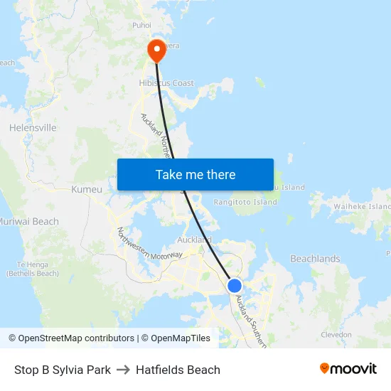 Stop B Sylvia Park to Hatfields Beach map