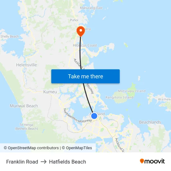 Franklin Road to Hatfields Beach map