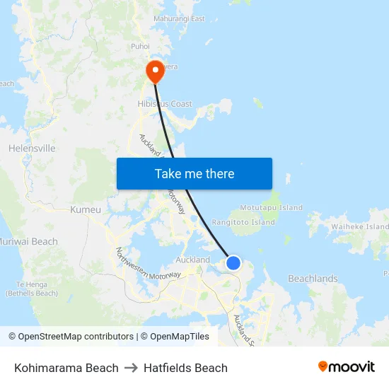 Kohimarama Beach to Hatfields Beach map