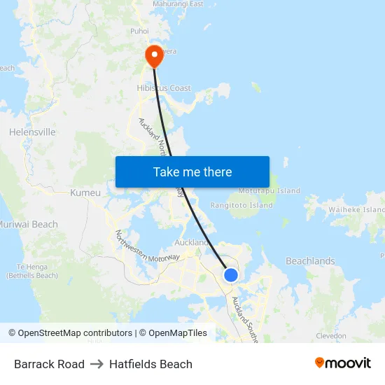 Barrack Road to Hatfields Beach map