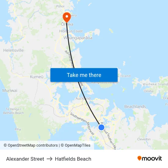 Alexander Street to Hatfields Beach map
