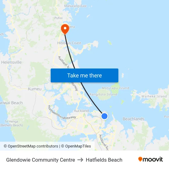 Glendowie Community Centre to Hatfields Beach map