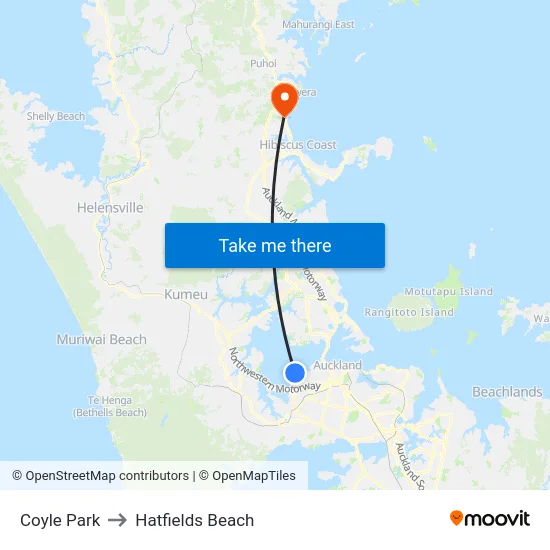 Coyle Park to Hatfields Beach map