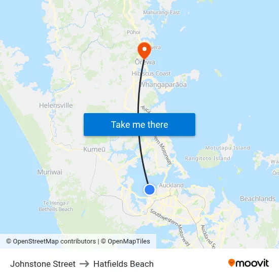 Johnstone Street to Hatfields Beach map