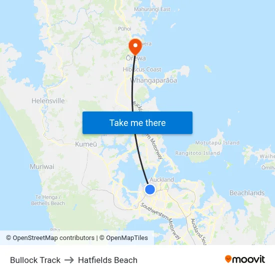 Bullock Track to Hatfields Beach map