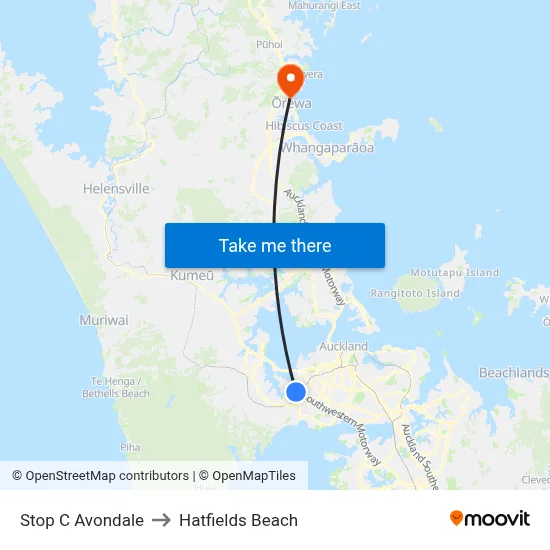 Stop C Avondale to Hatfields Beach map