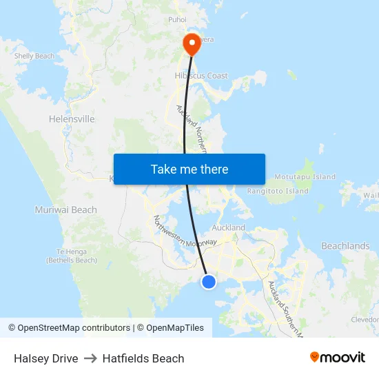 Halsey Drive to Hatfields Beach map