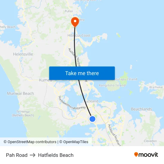 Pah Road to Hatfields Beach map