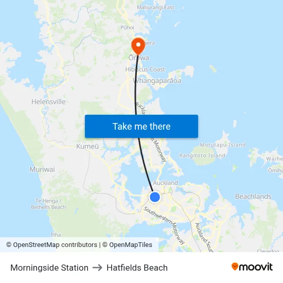 Morningside Station to Hatfields Beach map