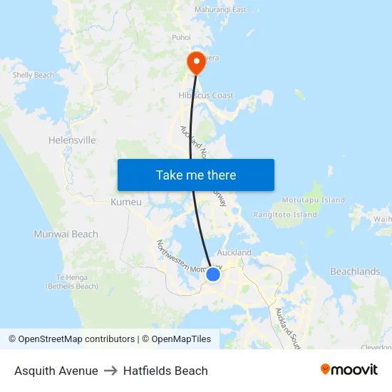 Asquith Avenue to Hatfields Beach map