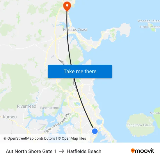 Aut North Shore Gate 1 to Hatfields Beach map