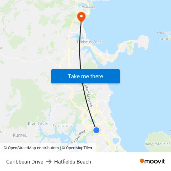 Caribbean Drive to Hatfields Beach map