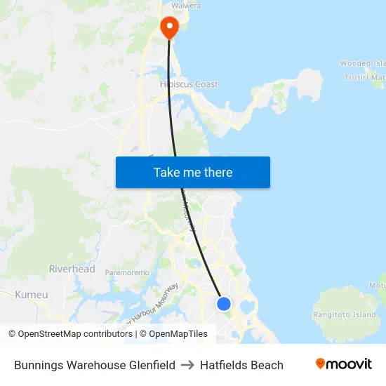 Bunnings Warehouse Glenfield to Hatfields Beach map