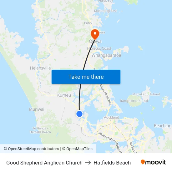 Good Shepherd Anglican Church to Hatfields Beach map