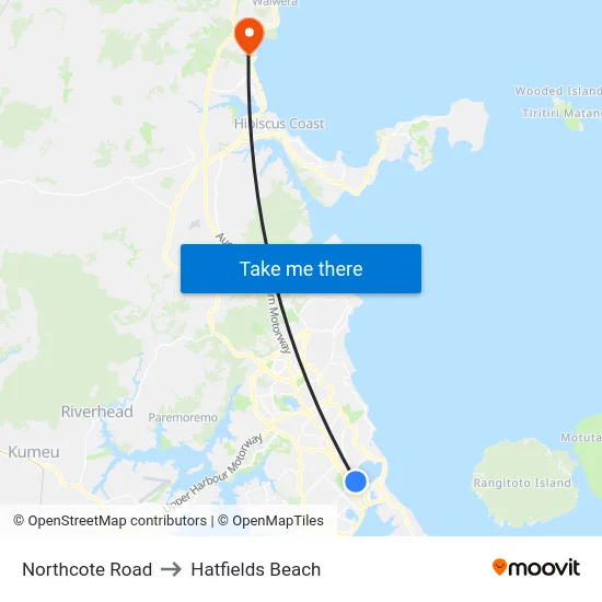 Northcote Road to Hatfields Beach map