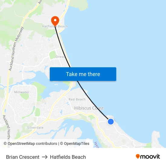 Brian Crescent to Hatfields Beach map