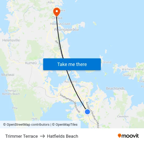 Trimmer Terrace to Hatfields Beach map