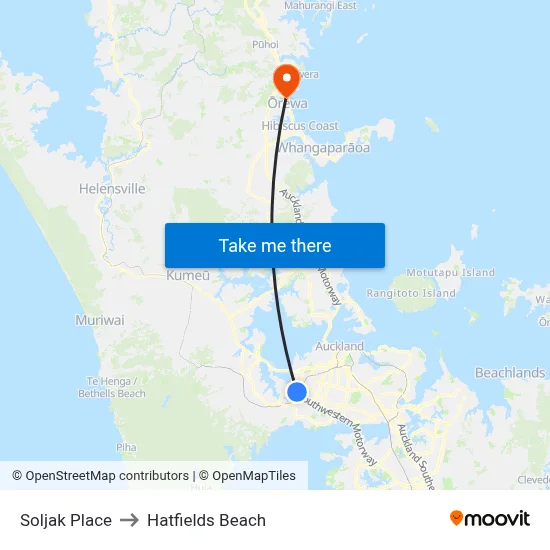 Soljak Place to Hatfields Beach map