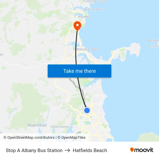 Stop A Albany Bus Station to Hatfields Beach map