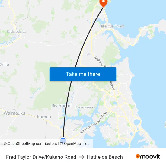 Fred Taylor Drive/Kakano Road to Hatfields Beach map