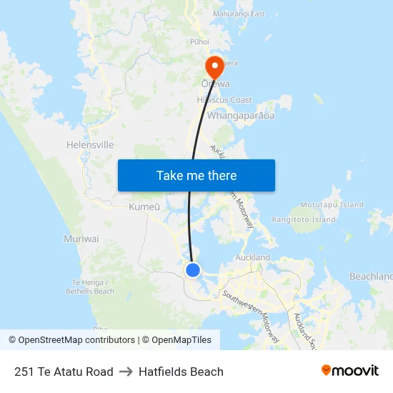 251 Te Atatu Road to Hatfields Beach map