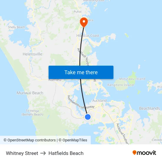 Whitney Street to Hatfields Beach map