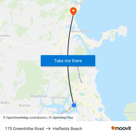 175 Greenhithe Road to Hatfields Beach map