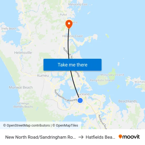 New North Road/Sandringham Road to Hatfields Beach map