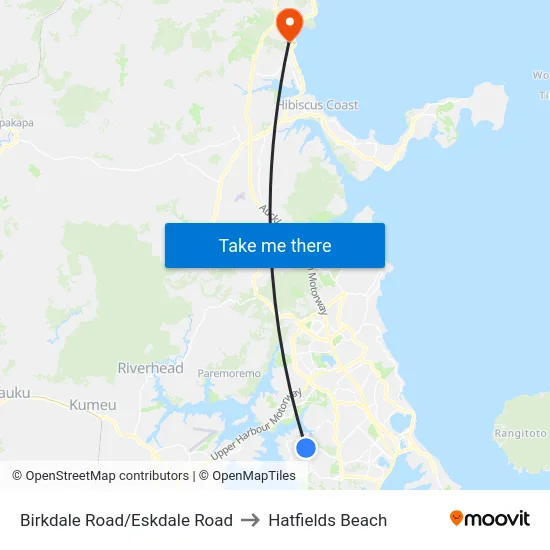 Birkdale Road/Eskdale Road to Hatfields Beach map