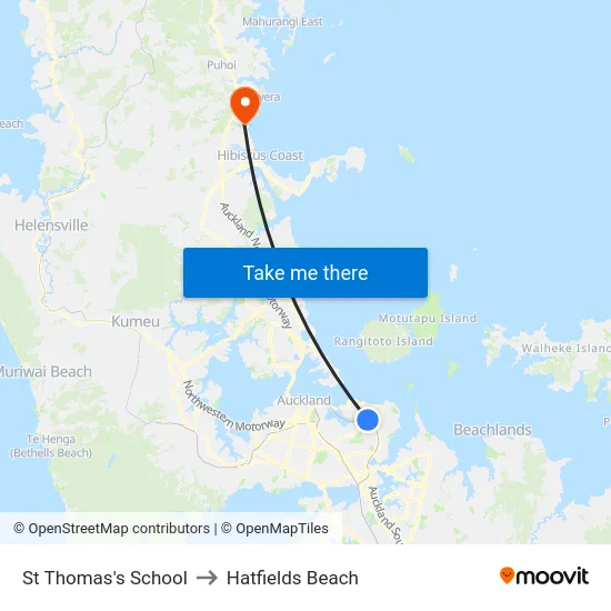 St Thomas's School to Hatfields Beach map