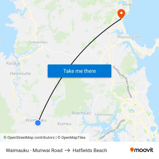 Waimauku - Muriwai Road to Hatfields Beach map