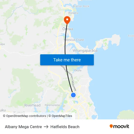 Albany Mega Centre to Hatfields Beach map