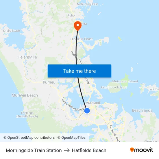 Morningside Train Station to Hatfields Beach map