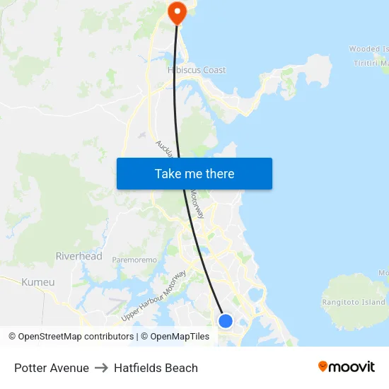 Potter Avenue to Hatfields Beach map