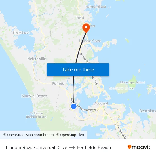 Lincoln Road/Universal Drive to Hatfields Beach map
