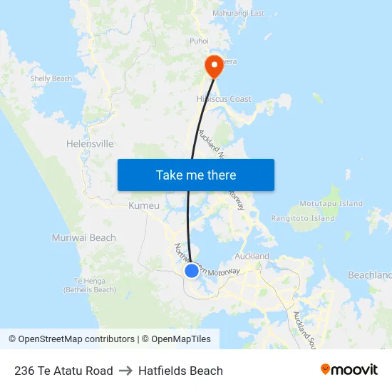 236 Te Atatu Road to Hatfields Beach map