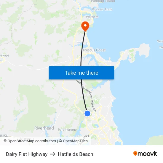 Dairy Flat Highway to Hatfields Beach map