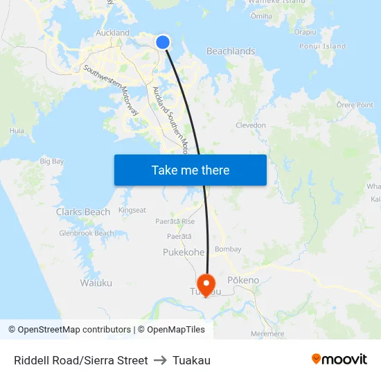 Riddell Road/Sierra Street to Tuakau map