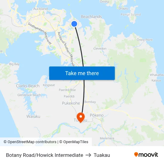 Botany Road/Howick Intermediate to Tuakau map