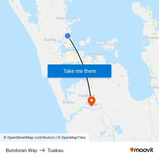 Bundoran Way to Tuakau map