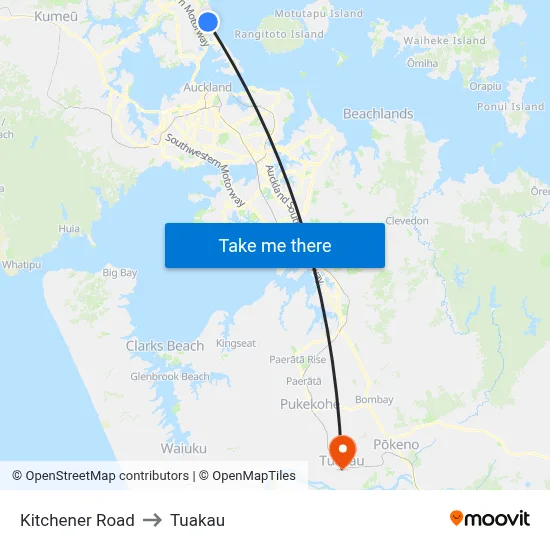 Kitchener Road to Tuakau map
