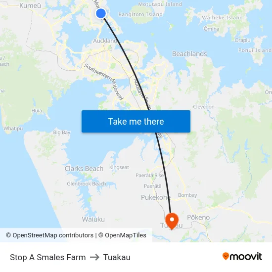 Stop A Smales Farm to Tuakau map