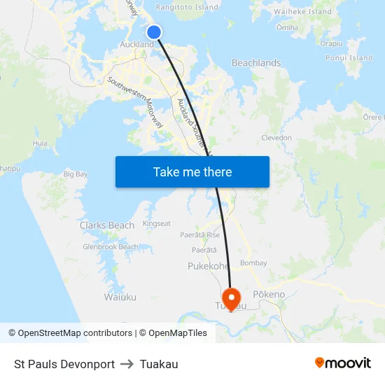 St Pauls Devonport to Tuakau map