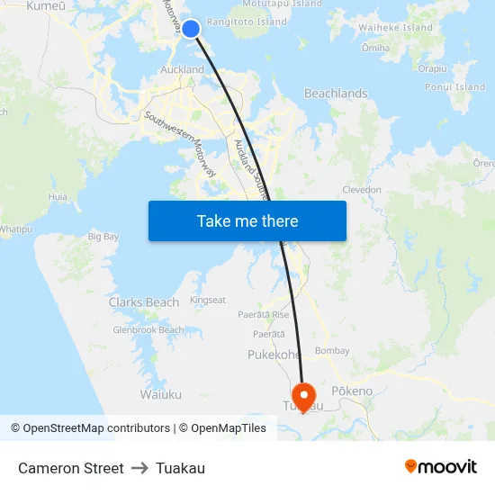 Cameron Street to Tuakau map