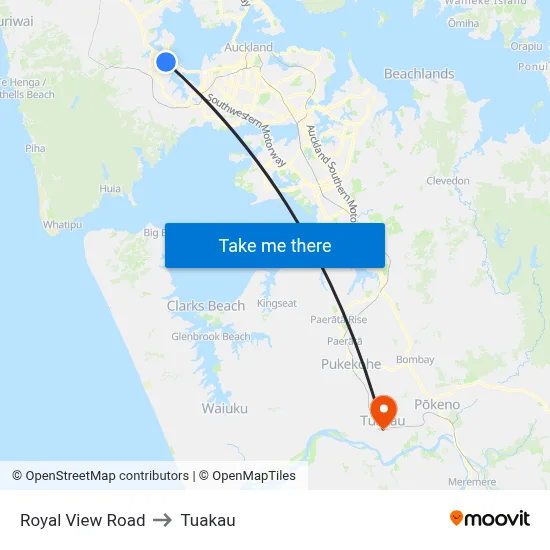 Royal View Road to Tuakau map